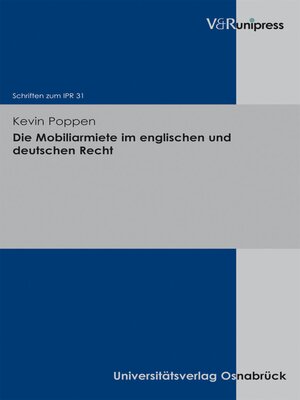 cover image of Die Mobiliarmiete im englischen und deutschen Recht